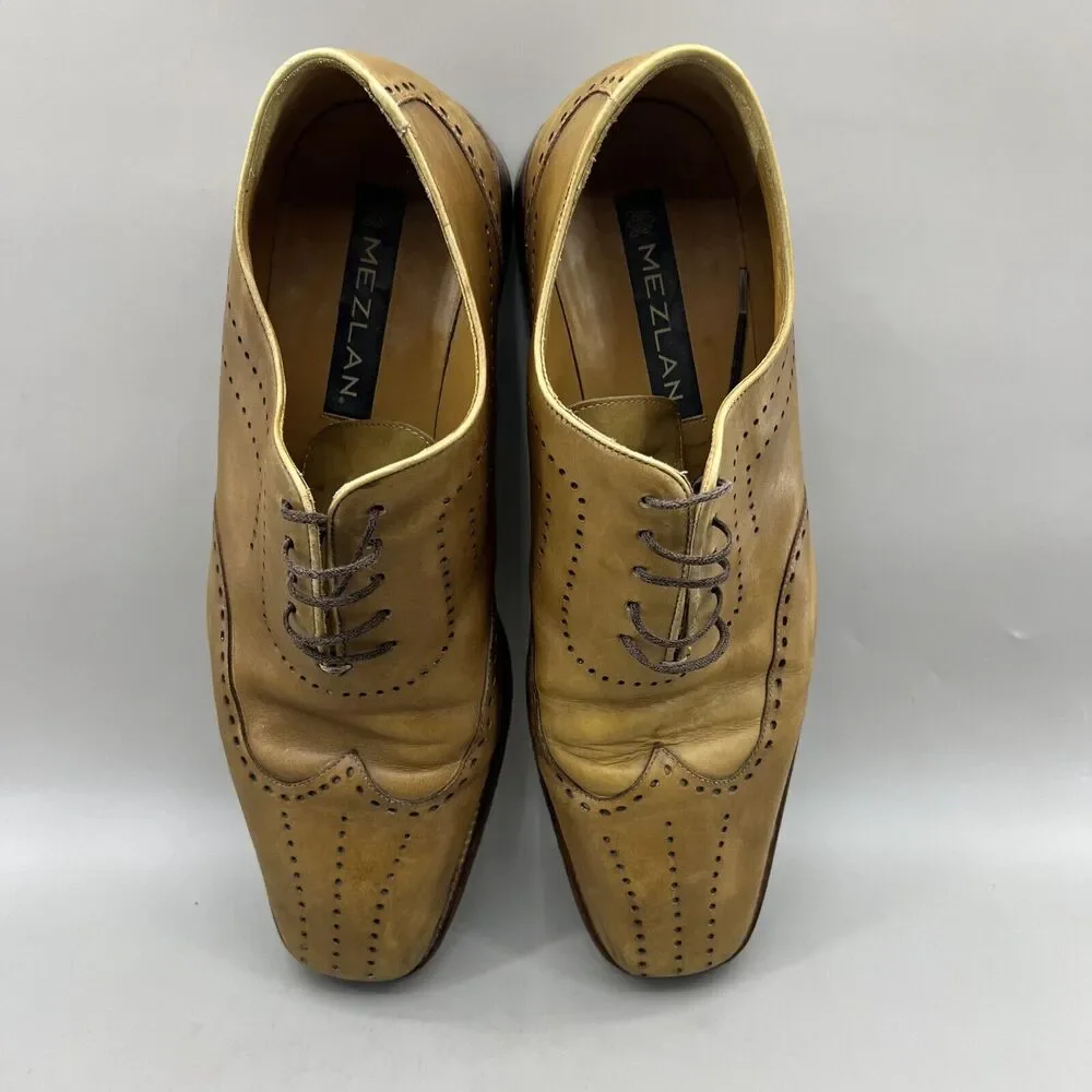 Mezlan Alexander Oxford‎ Shoes Men Size 11 M Tan Brown Wingtip Lace Up Low Dress